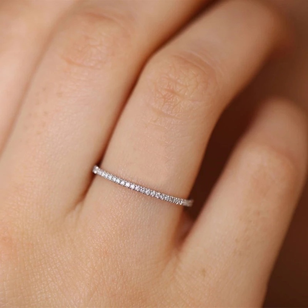 🍒3/$30 New Dainty White Gold Pave Stacking Ring